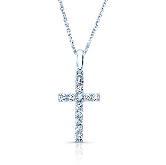 Diamond Cross Pendant In 14k White Gold (1/3 Ct.tw.)