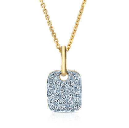 Petite Diamond Pave Dog Tag Pendant In 14k Yellow Gold (1/5 Ct.tw.)