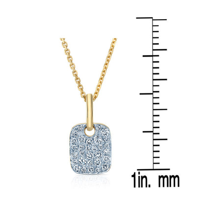 Petite Diamond Pave Dog Tag Pendant In 14k Yellow Gold (1/5 Ct.tw.)