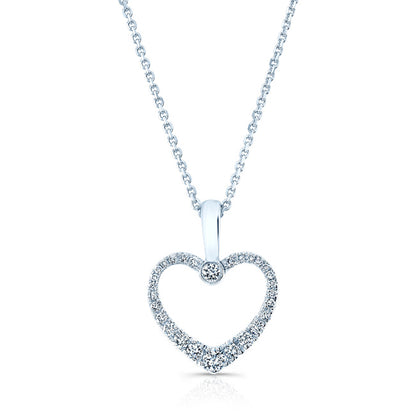 Diamond Pave Heart Pendant In 14k White Gold (1/4 Ct.tw.)