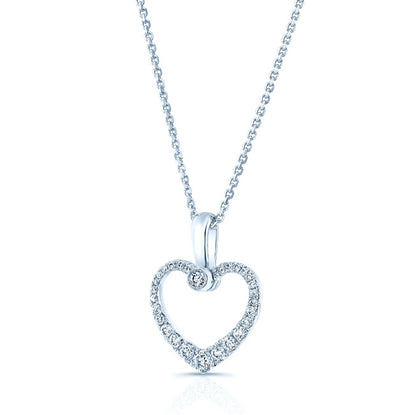 Diamond Pave Heart Pendant In 14k White Gold (1/4 Ct.tw.)