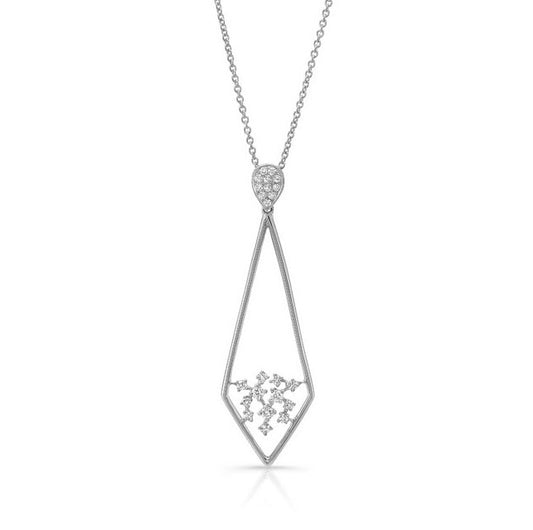 Diamond Pave Elongated Diamond Shaped Pendant In 14k White Gold (1/3 Ct.tw.)