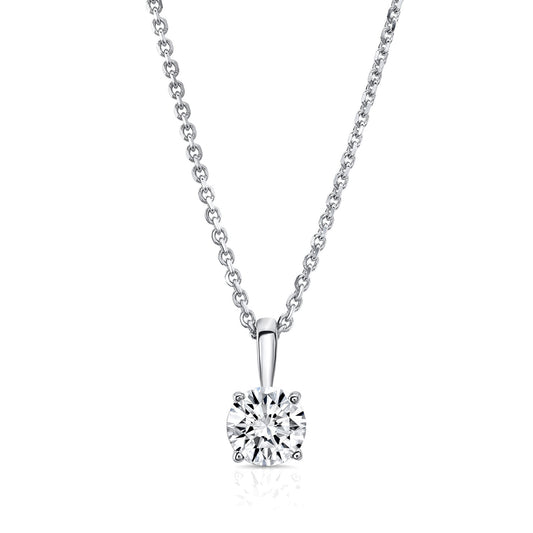 Round Diamond Solitaire 1/2ct Pendant In 14k White Gold
