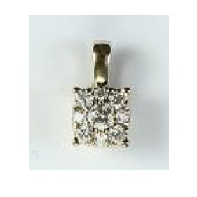 Diamond Cushion Cluster Solitaire Pendant in 14K Yellow Gold 1/3ctw with Adjustable Chain 16-17-18 Inch | Carl K. Gumpert