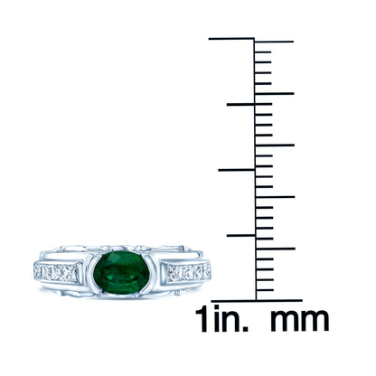Emerald And Diamond Semi Bezel Channel Princess Ring In 18k White Gold