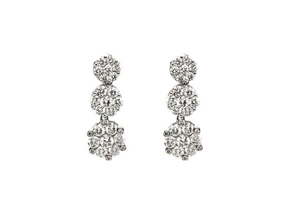 Triple Floral Diamond Drop Earring In 14k White Gold (1 2/3 Ct. Tw.)