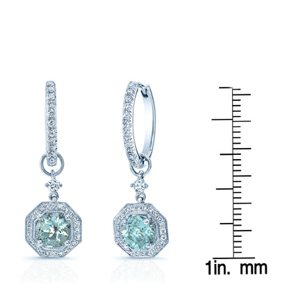 Aquamarine And Diamond Earrings In 14k White Gold (1/3 Ct. Tw.)