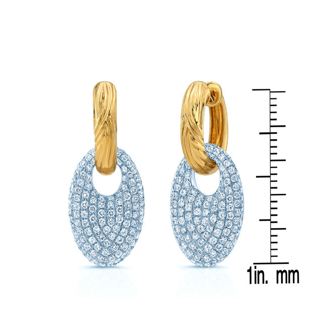Diamond Oval Door Knocker Earrings In 14k Two Tone Gold