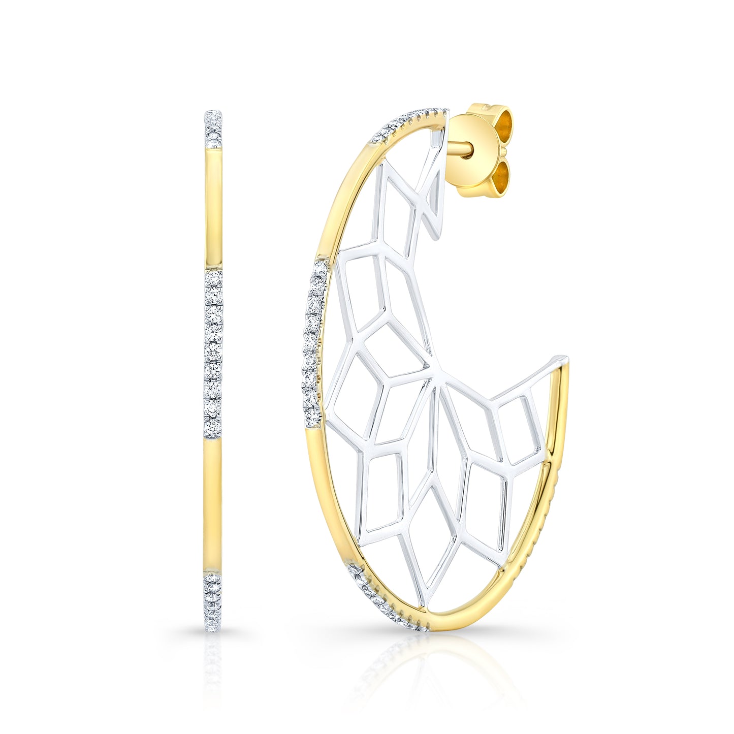 Diamond Snowflake Earrings in 14k Yellow Gold 1/3ctw