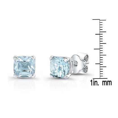 Aquamarine Stud Earring In 14k White Gold