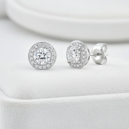White Gold Diamond Earrings in 14K White Gold | Carl K. Gumpert