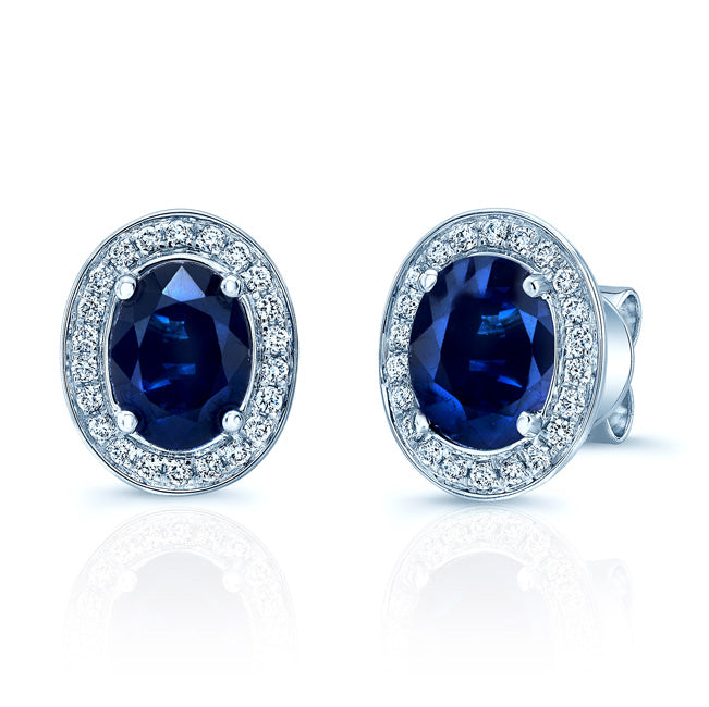 Sapphire And Diamond Earrings In 14k White Gold