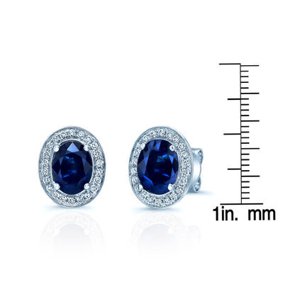 Sapphire And Diamond Earrings In 14k White Gold