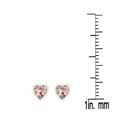 Heart Shaped Morganite & 14k White Gold Earring