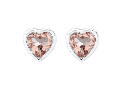 Heart Shaped Morganite & 14k White Gold Earring