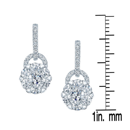 Diamond Drop Earring With Arched Hinge In 14k White Gold