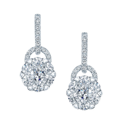 Diamond Drop Earring With Arched Hinge In 14k White Gold