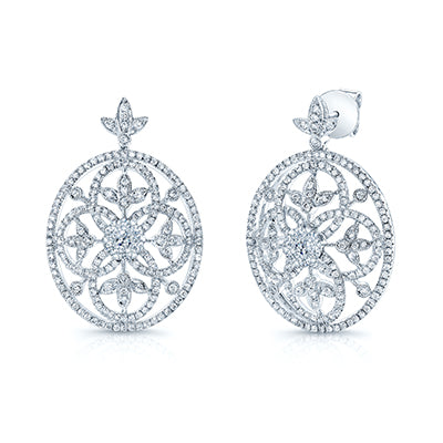 Diamond Edwardian Earrings In 14k White Gold
