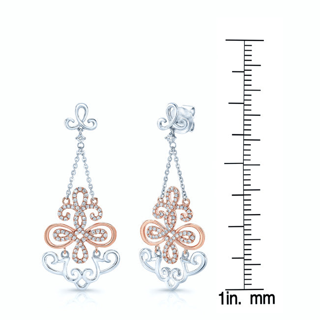 Diamond Filigree Design Earring In 14k Two Tone Gold (1/2 Ct. Tw.)