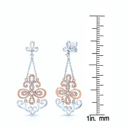 Diamond Filigree Design Earring In 14k Two Tone Gold (1/2 Ct. Tw.)