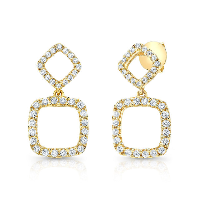 Diamond Geometric Dangle Earrings In 14k Yellow Gold