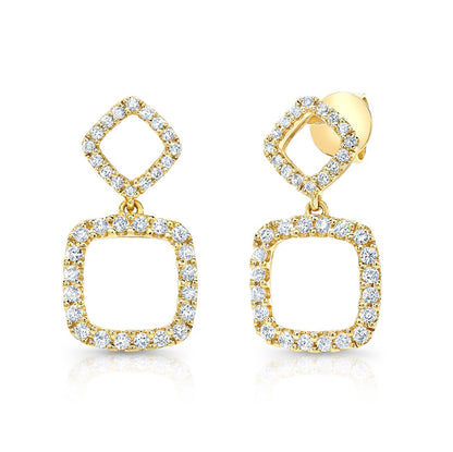 Diamond Geometric Dangle Earrings In 14k Yellow Gold