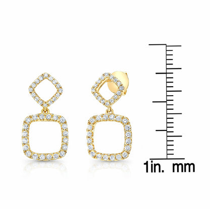 Diamond Geometric Dangle Earrings In 14k Yellow Gold