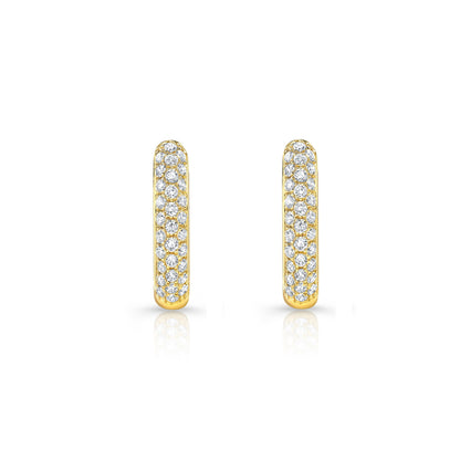 Micro Pave Diamond Huggie Earrings In 14k Yellow Gold 1/3ctw