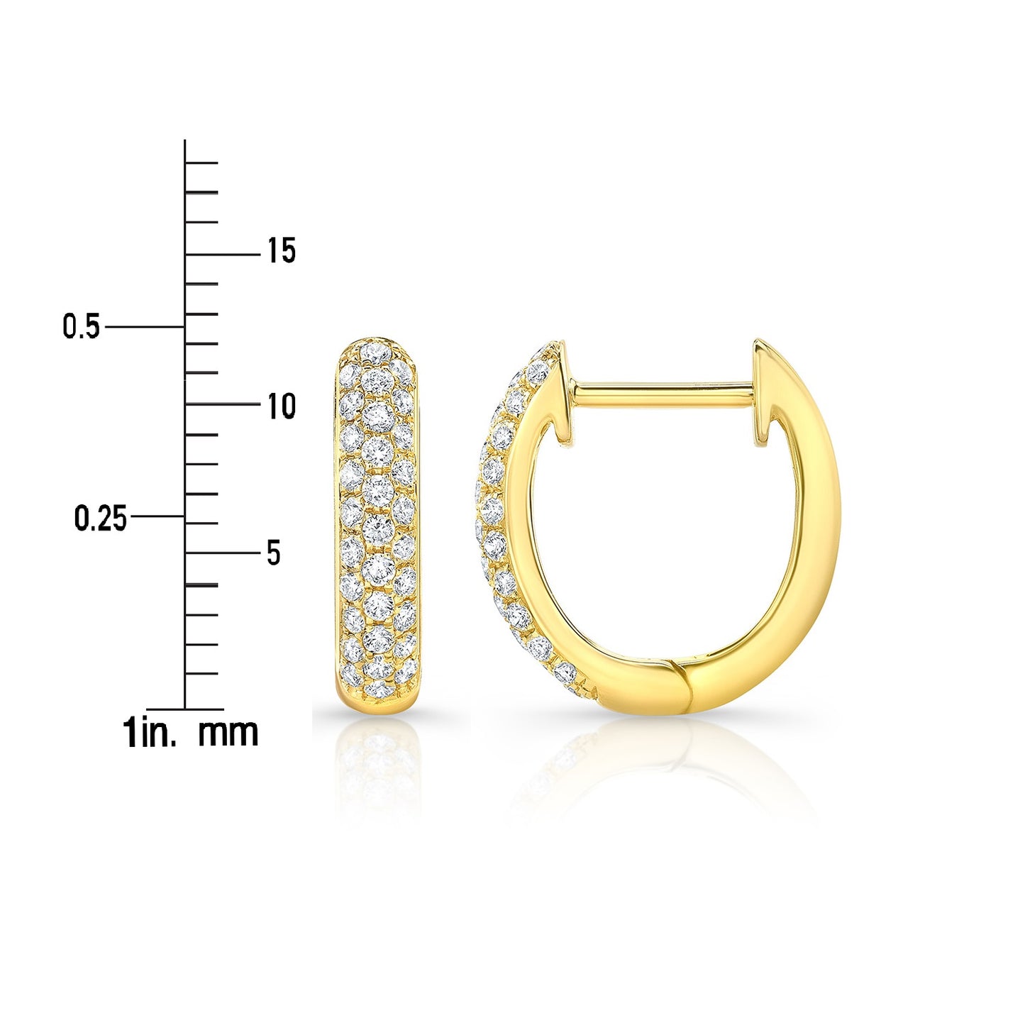 Micro Pave Diamond Huggie Earrings In 14k Yellow Gold 1/3ctw