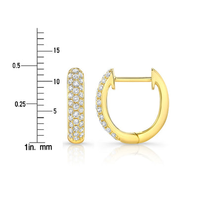 Micro Pave Diamond Huggie Earrings In 14k Yellow Gold 1/3ctw