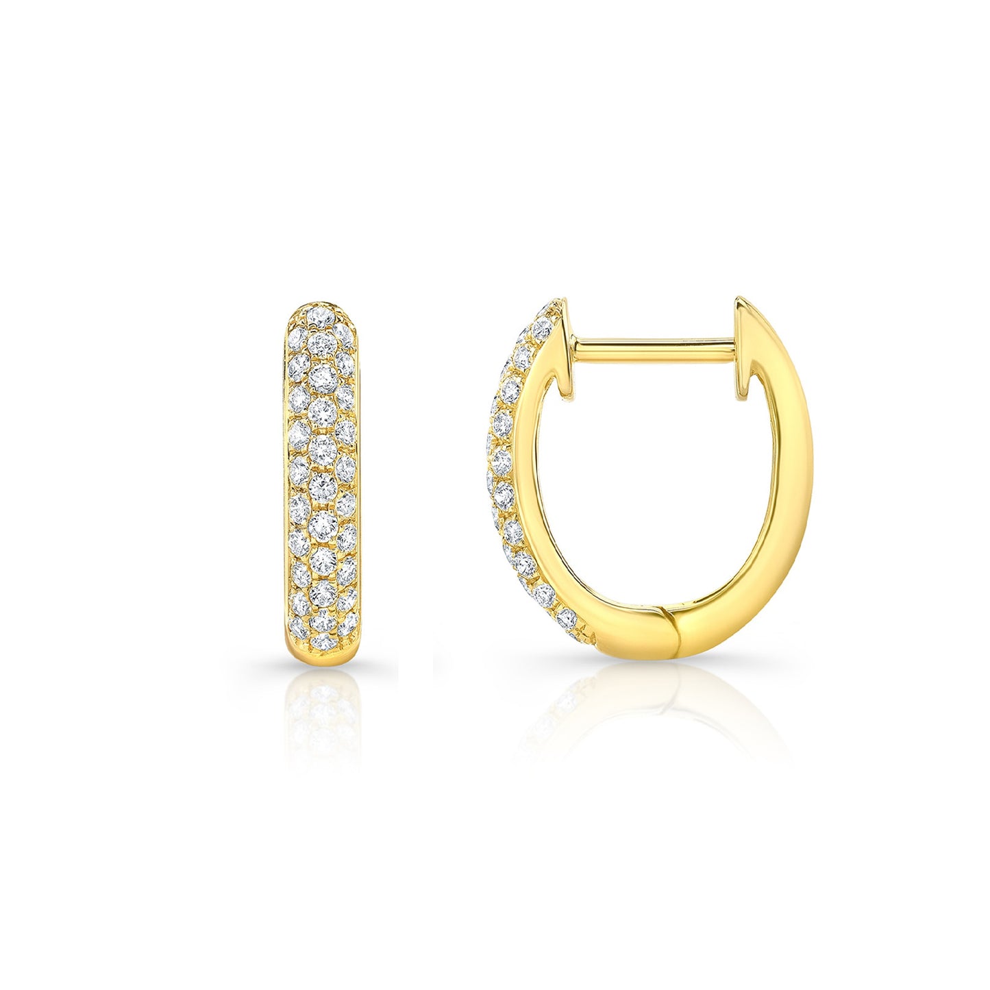 Micro Pave Diamond Huggie Earrings In 14k Yellow Gold 1/3ctw