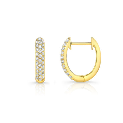 Micro Pave Diamond Huggie Earrings In 14k Yellow Gold 1/3ctw