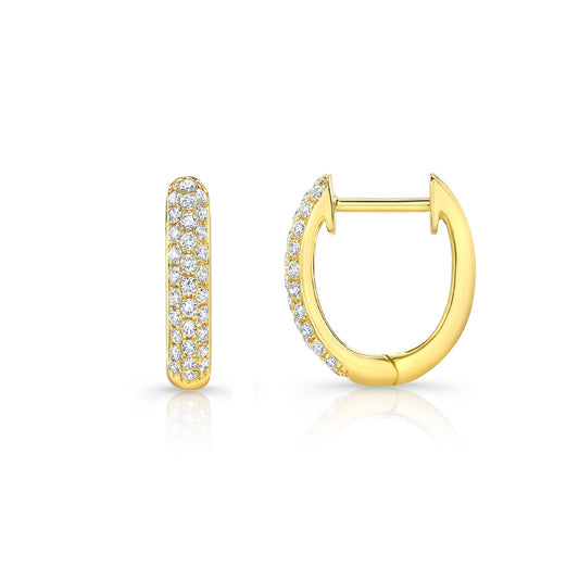 Micro Pave Diamond Huggie Earrings In 14k Yellow Gold 1/3ctw