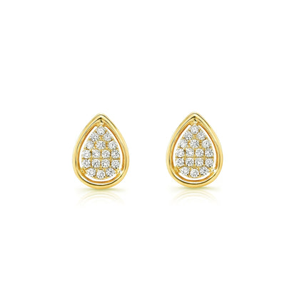 Diamond Teardrop Stud Earrings In 14k Yellow Gold 1/4ctw