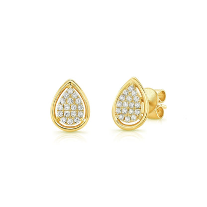 Diamond Teardrop Stud Earrings In 14k Yellow Gold 1/4ctw