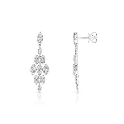 Diamond Chandelier Earrings in 14K White Gold 9/10ctw