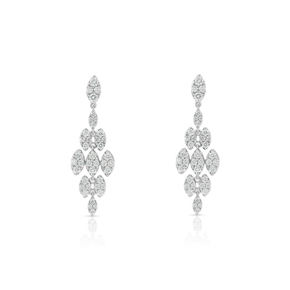 Diamond Chandelier Earrings in 14K White Gold 9/10ctw