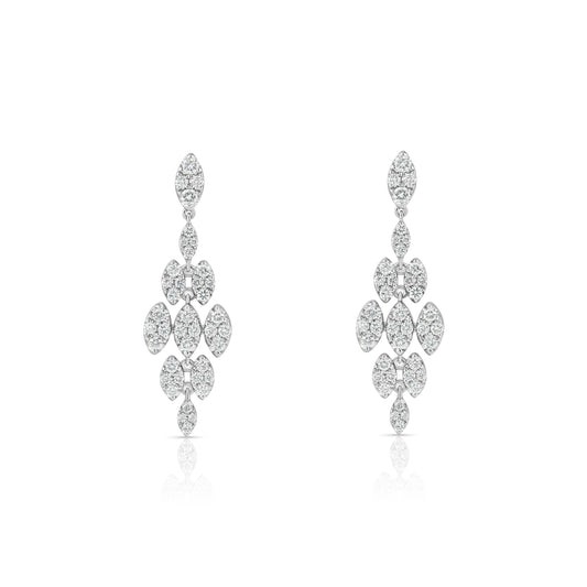 Diamond Chandelier Earrings in 14K White Gold 9/10ctw