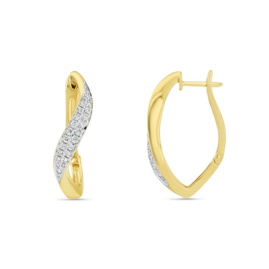 Diamond Twist V Hoop Earrings in 14K Yellow Gold 1/2ctw