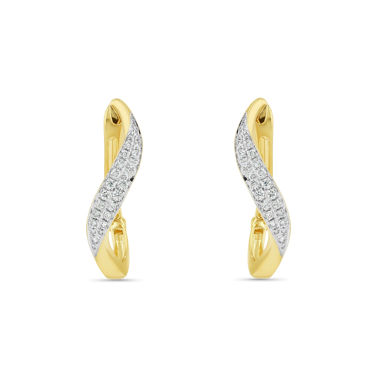 Diamond Twist V Hoop Earrings in 14K Yellow Gold 1/2ctw