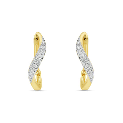 Diamond Twist V Hoop Earrings in 14K Yellow Gold 1/2ctw