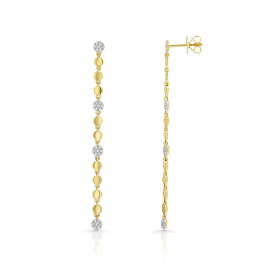 Diamond Linear Drop Earrings in 14K Yellow Gold 1/8ctw