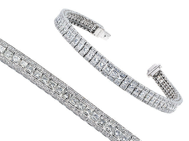 Princess And Round Diamond Tennis Bracelet In 14k White Gold (7 1/2 Ct. Tw.)