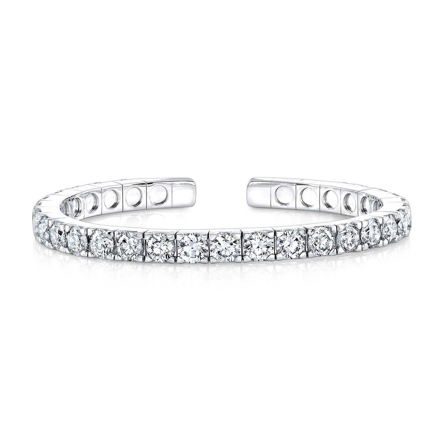 Diamond Flexible Cuff Bracelet In 18k White Gold 5.50ctw