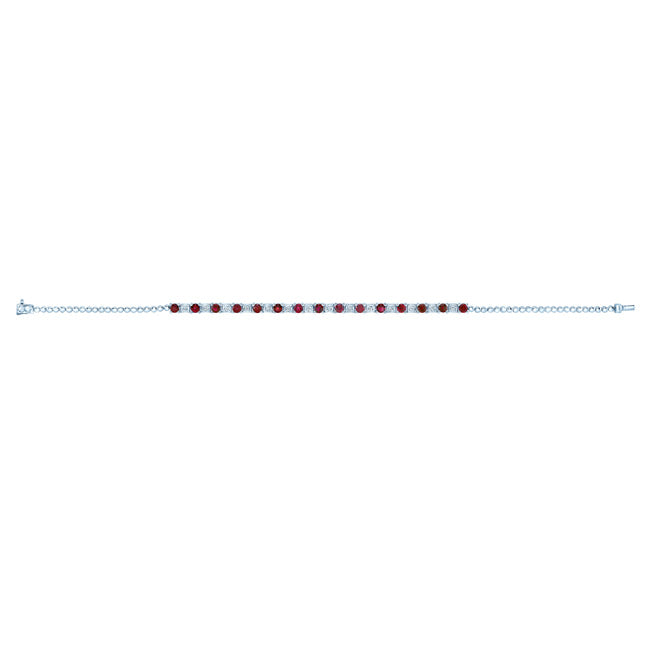 Ruby & Diamond Alternating Link Bracelet in 14K White Gold | Carl K. Gumpert