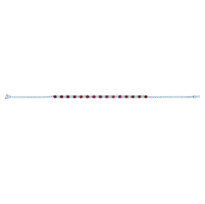 Ruby & Diamond Alternating Link Bracelet in 14K White Gold | Carl K. Gumpert