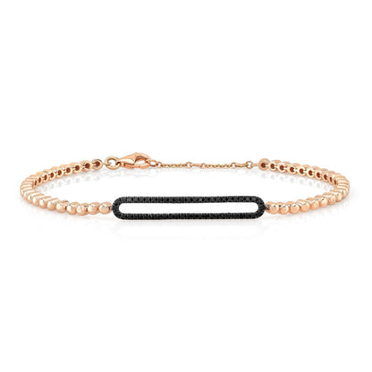 Black Diamond Pave Open Bracelet In 14k Rose Gold (1/4 Ct.tw.)