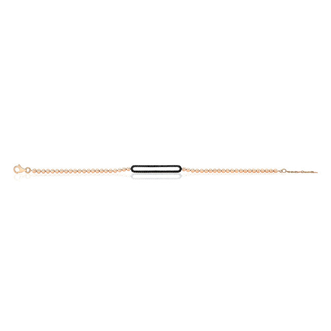 Black Diamond Pave Open Bracelet In 14k Rose Gold (1/4 Ct.tw.)