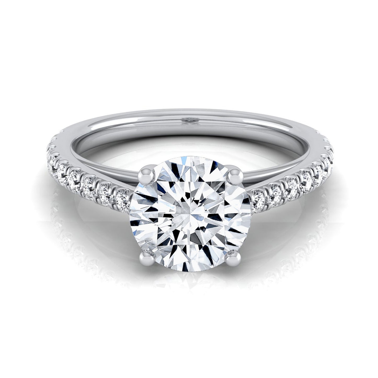 1 1/4ctw Round Diamond Classic 4 Prong Engagement Ring In 14k White Gold, Igi-certified