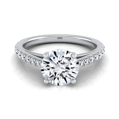 1 1/4ctw Round Diamond Classic 4 Prong Engagement Ring In 14k White Gold, Igi-certified